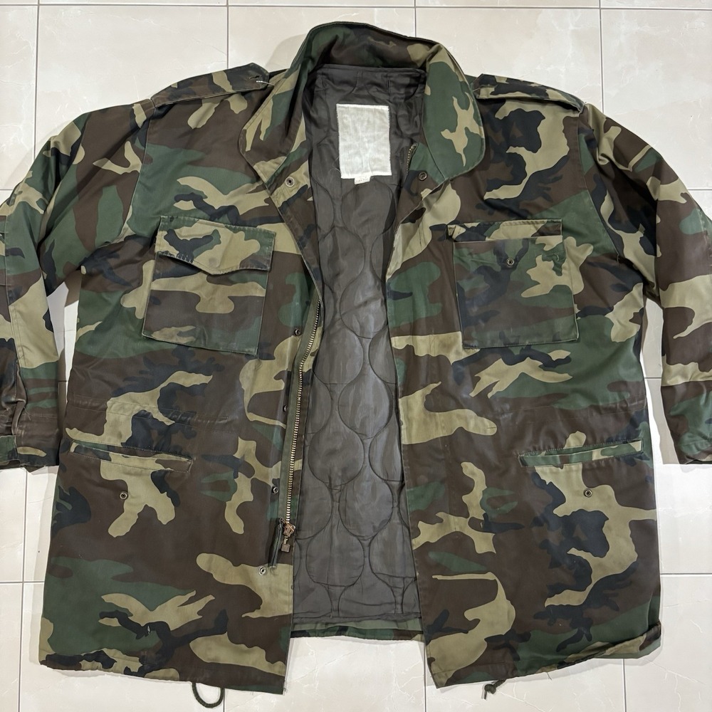 Vintage Military 2 In 1 Jacket Parka Heavy Camo Large Woobie Vest 90s Coat